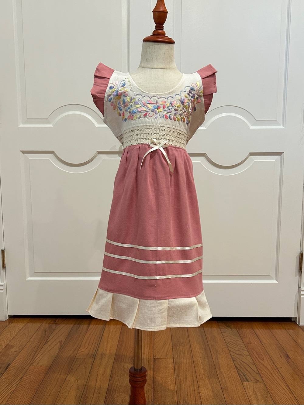 Mexican Girls Dress With Hand Embroidered.